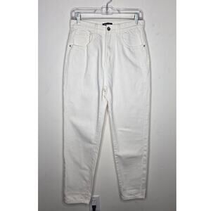 NWT Nasty Gal Debbie white cotton high waisted mom jeans - 10